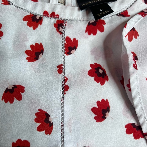 💚Worthington red flower printed top - Picture 5 of 8